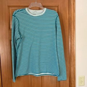 Patagonia polartec mid-weight blue striped long sleeve, sz XL